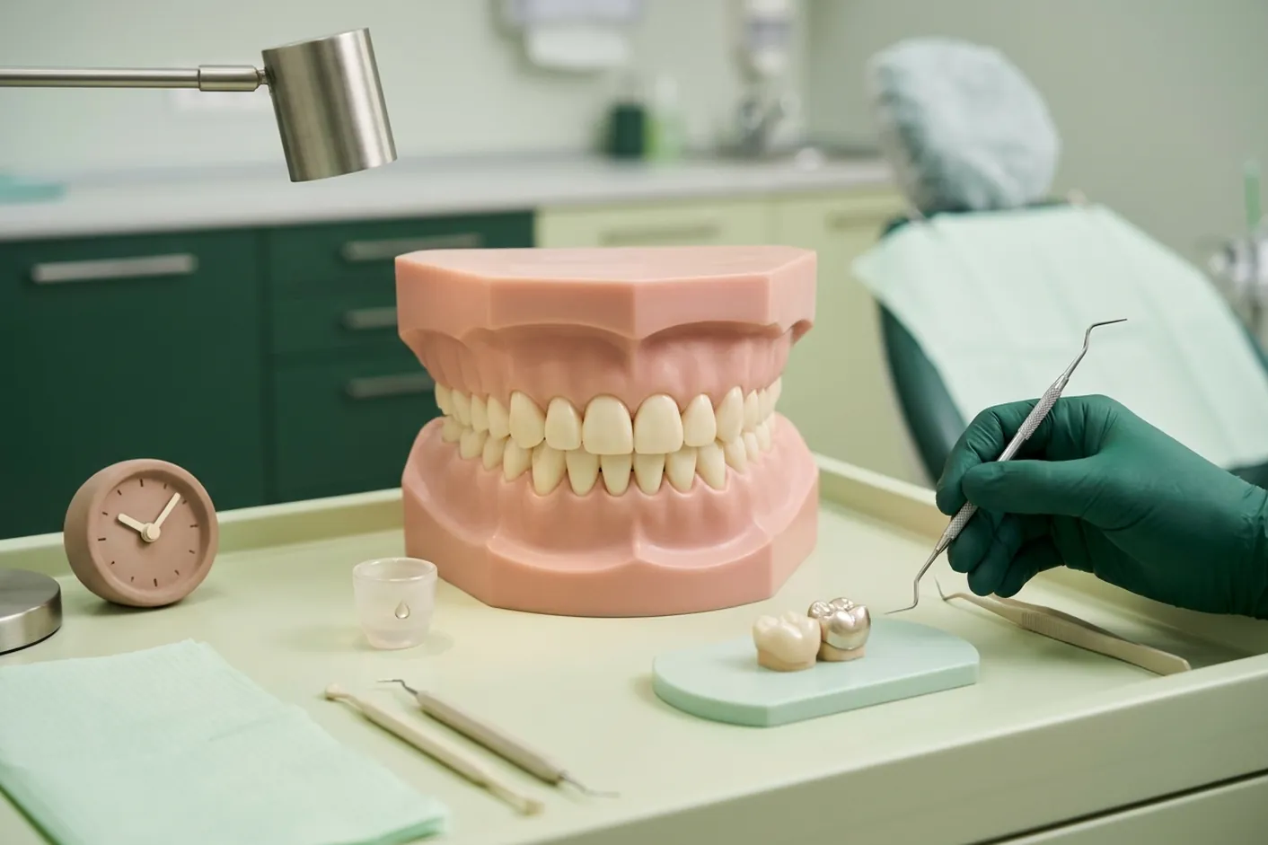 Render clinico del dente ricostruito e dei giorni dopo l'otturazione