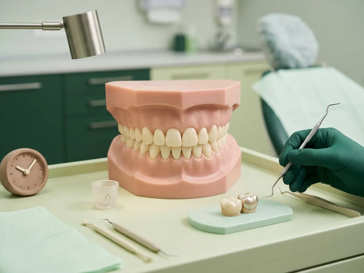 Render clinico del dente ricostruito e dei giorni dopo l'otturazione