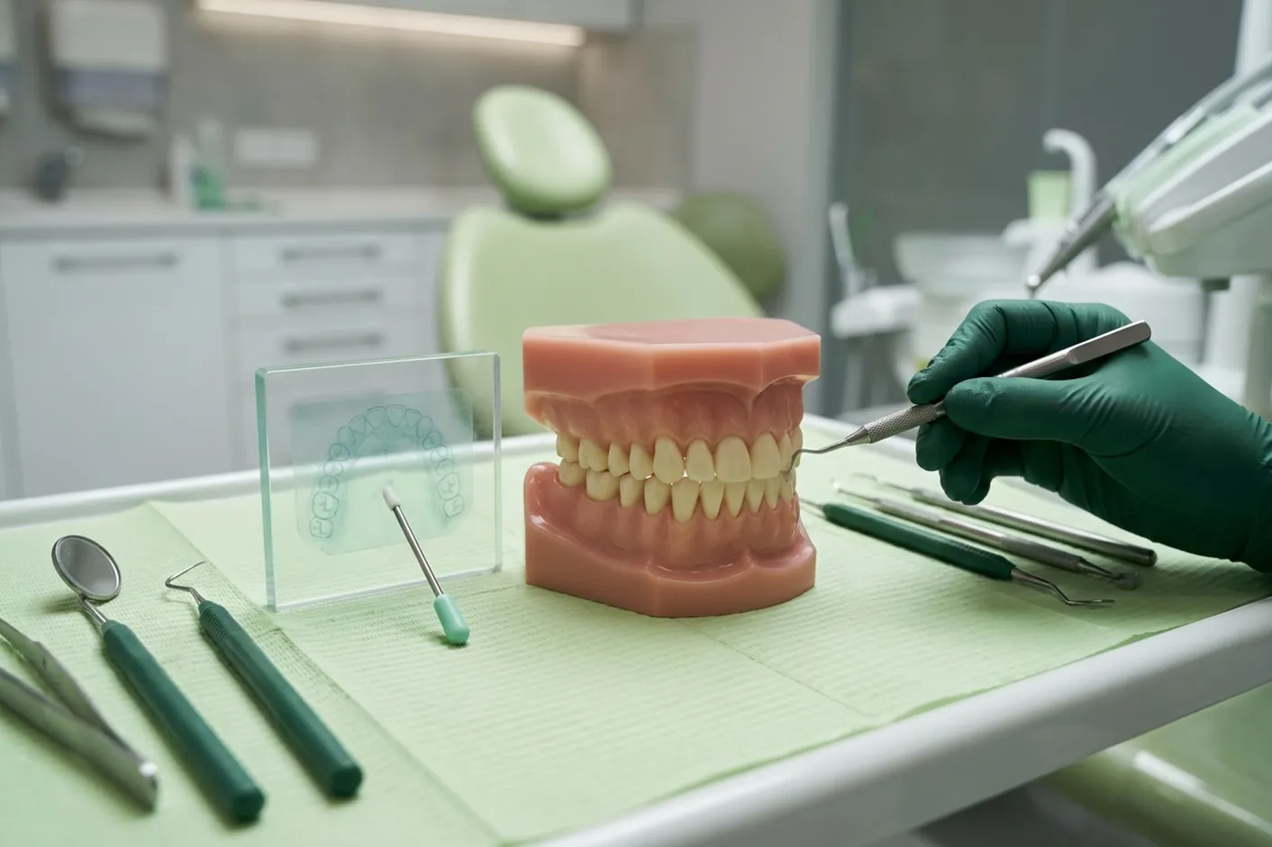 Render clinico della lettura della radiografia: la lastra con il profilo dei denti