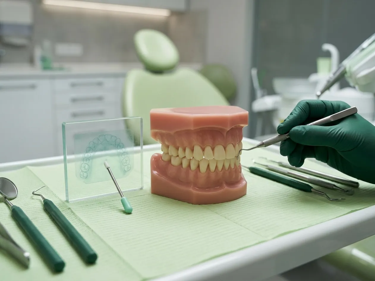 Render clinico della lettura della radiografia: la lastra con il profilo dei denti