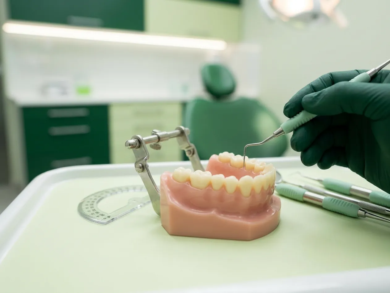 Render clinico della visita gnatologica: la mandibola sull'articolatore