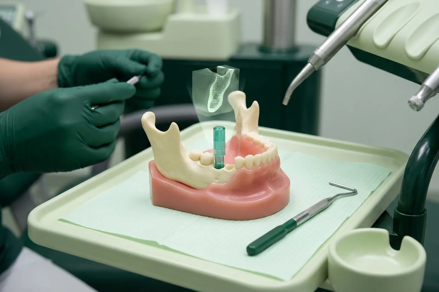 Render clinico della pianificazione dell'impianto: la posizione sulla TAC prima di operare