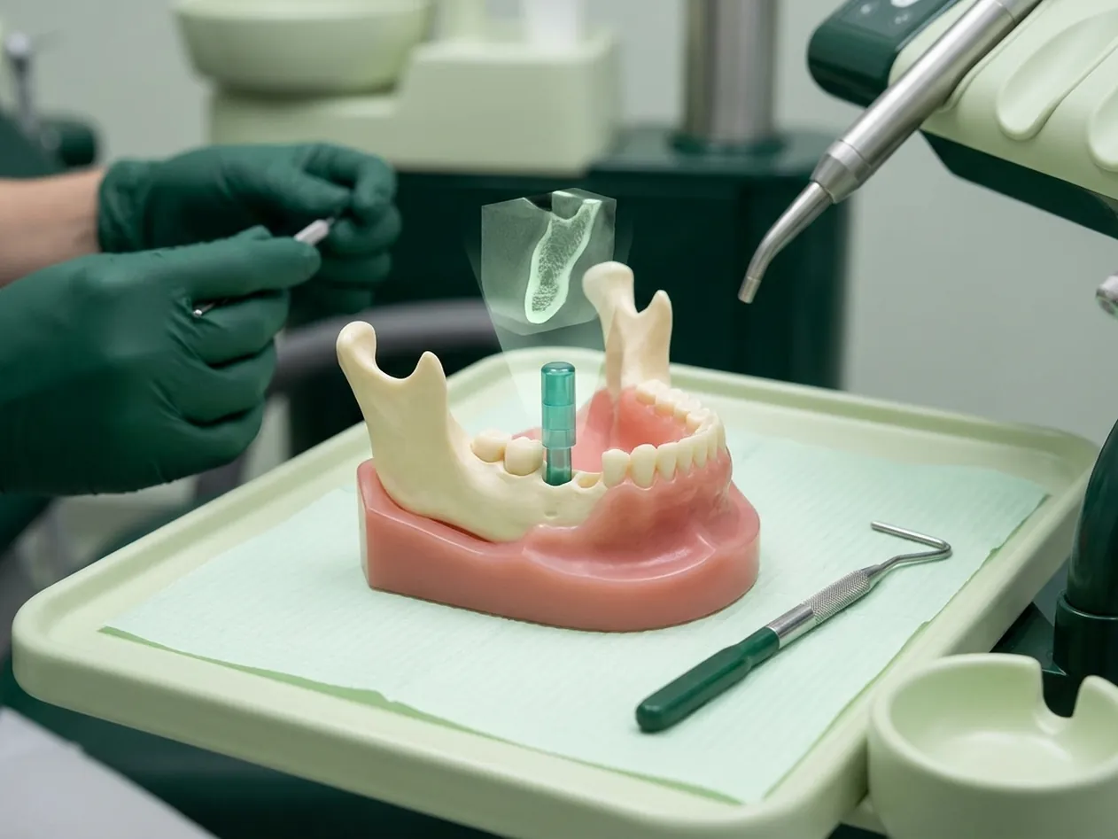 Render clinico della pianificazione dell'impianto: la posizione sulla TAC prima di operare