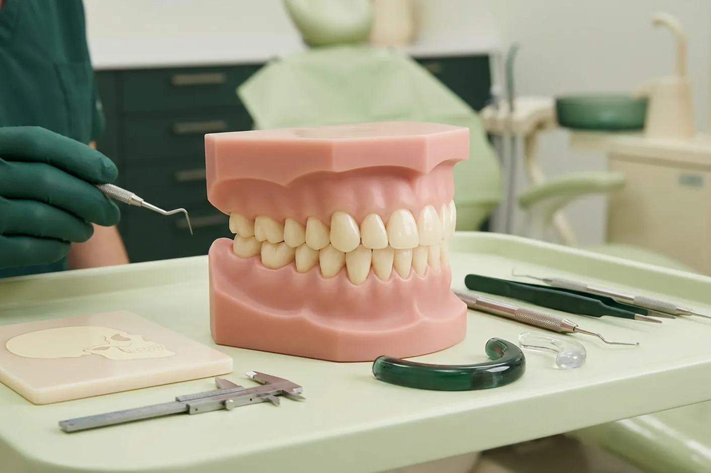 Render clinico dello studio del caso ortodontico: il tracciato e il calibro