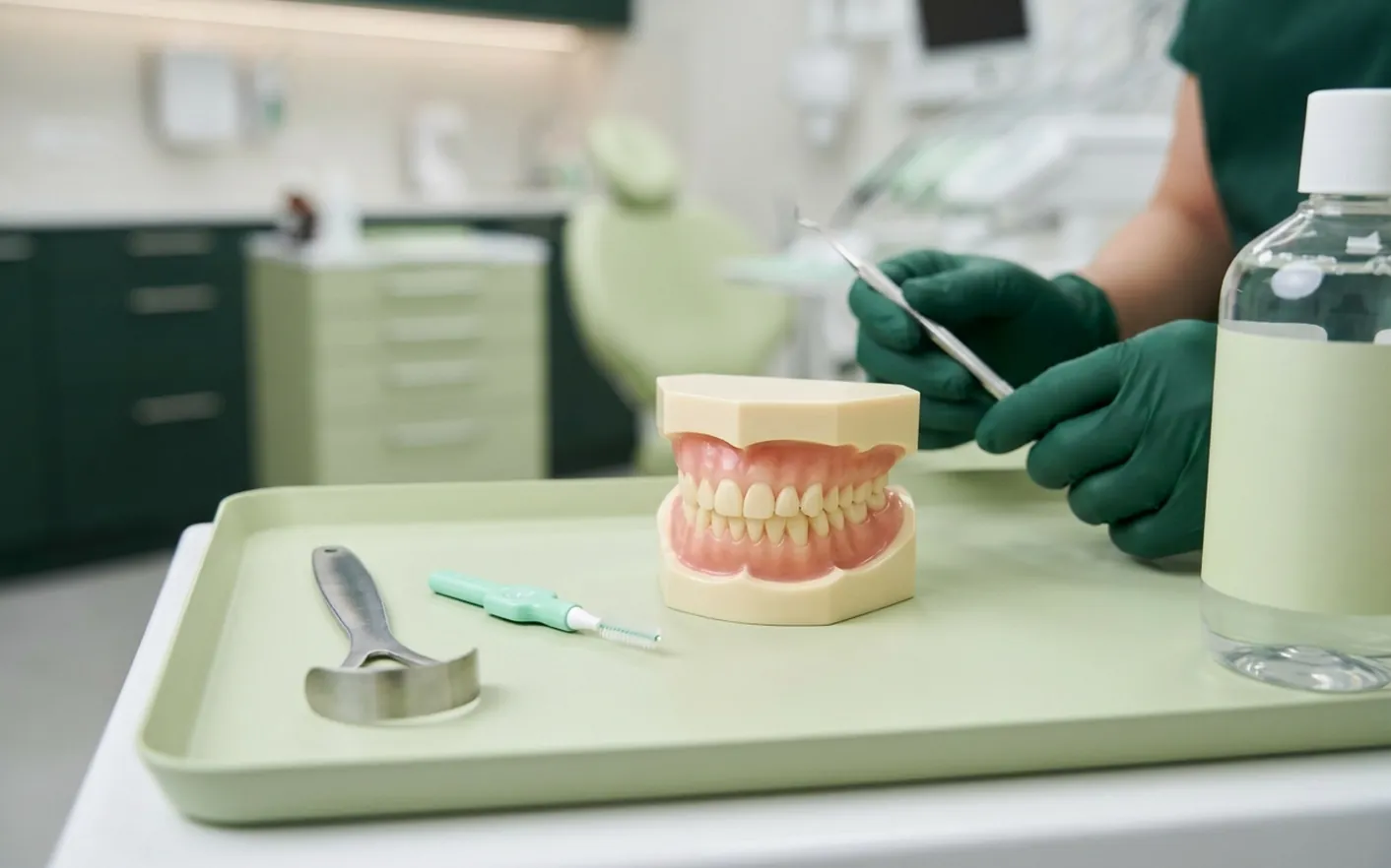 Render clinico dell'alitosi: la lingua con la patina raschiata via e i denti da pulire