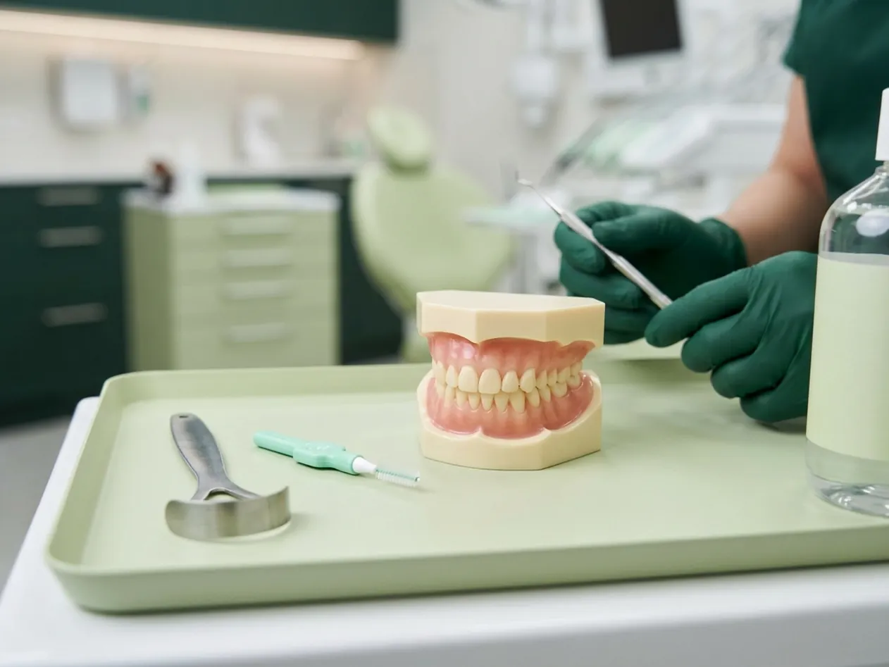 Render clinico dell'alitosi: la lingua con la patina raschiata via e i denti da pulire