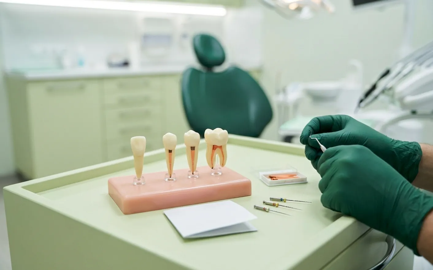 Render clinico del costo della devitalizzazione: incisivo, premolare e molare con i loro canali