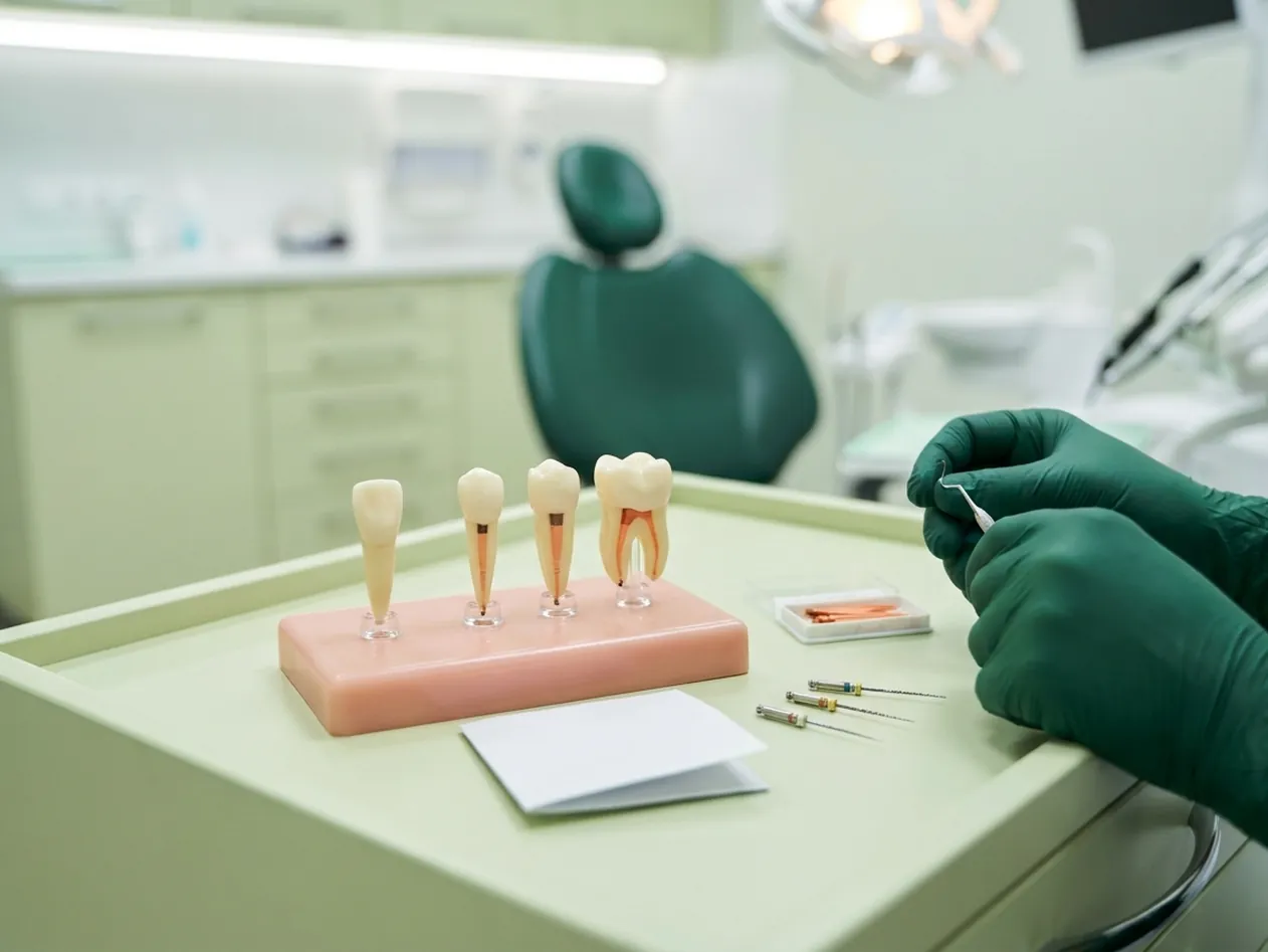 Render clinico del costo della devitalizzazione: incisivo, premolare e molare con i loro canali