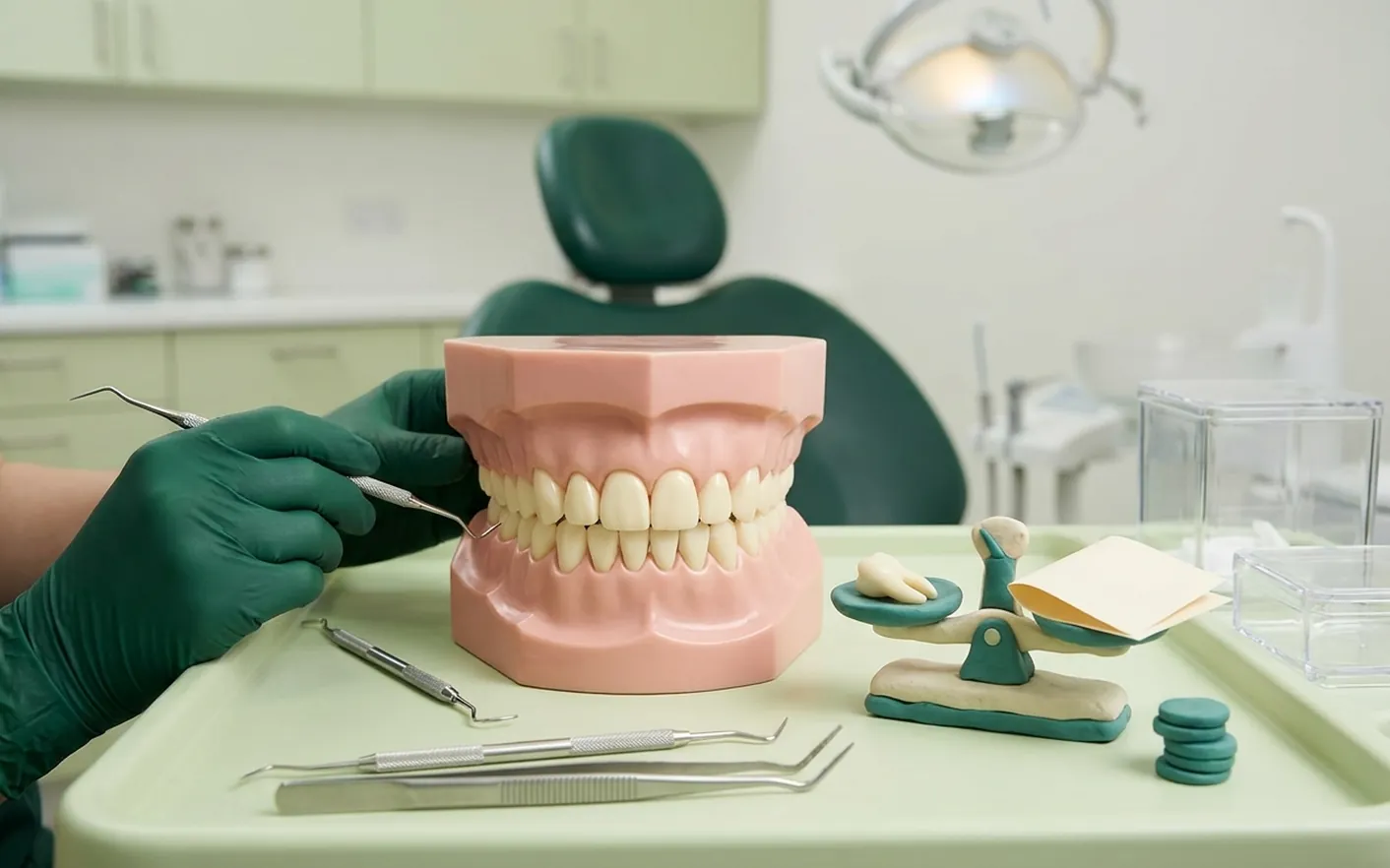 Render clinico dei costi: la bilancia con il dente da una parte e il preventivo dall'altra